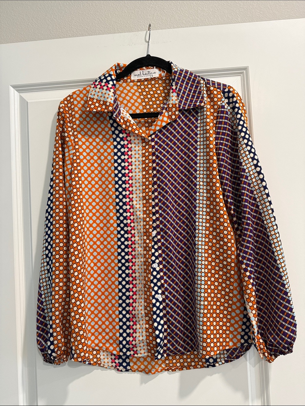 Mod Boutique Polka Dot & Stripe Long-Sleeve Shirt sz s